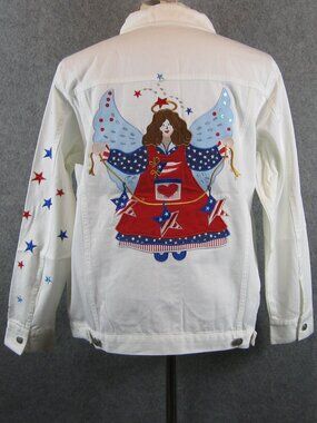 Quacker Factory Patriotic Angel Jean Jacket M NWT